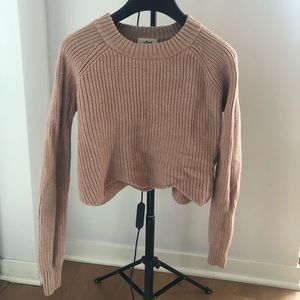 Aritzia Wilford Marino Wool Crop Sweater - Pink